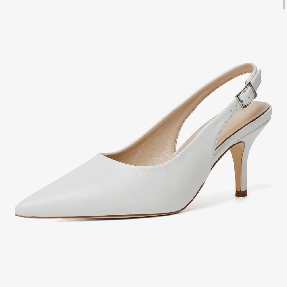 Elegant White Slingback Heels